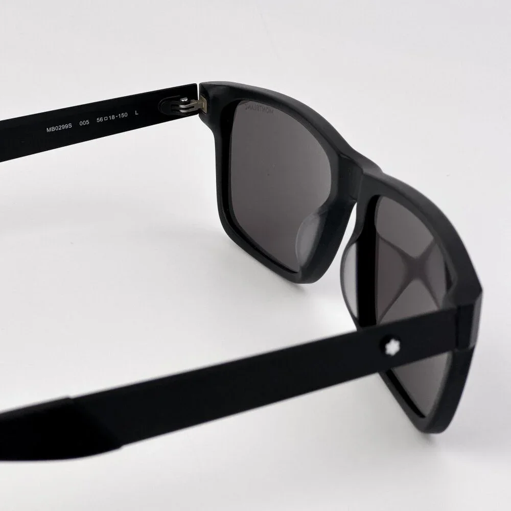 Montblanc Men Sunglasses Matte Black Grey Rectangle Frame Grey | Model MB0299S